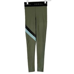 NWOT Koral Earth Green Spell Out Waistband 7/8 Atheltic Leggings Size Small
